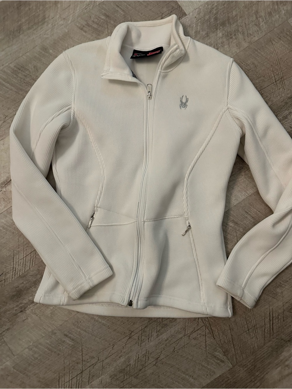 Spyder Women's Cream Full-Zip Ribbed Fleece Jacket